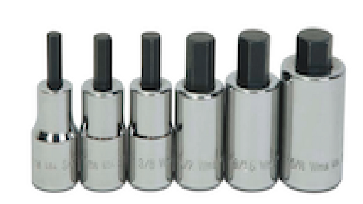 1/2" Drive Standard Length Hex Bit SAE Socket (6 Piece Set) - WILLIAMS TOOLS