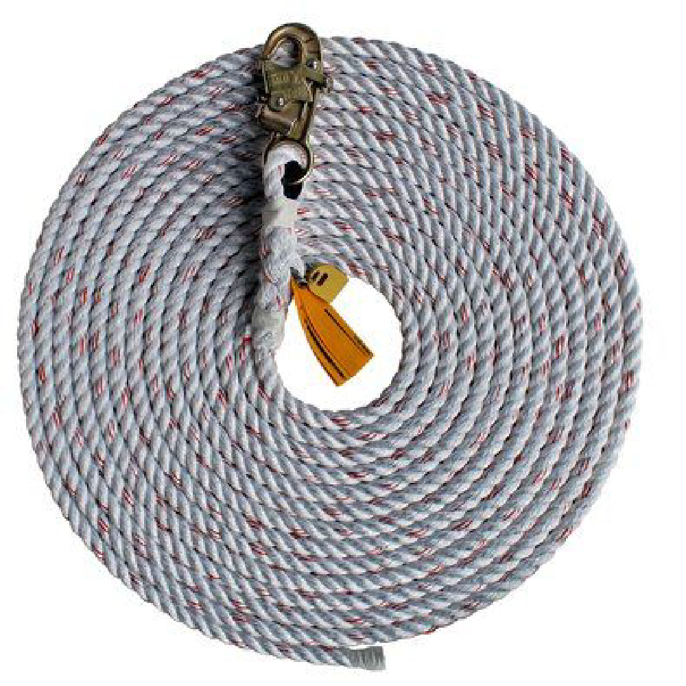 5/8" x 30' Polyester Polypropylene Rope Lifeline w/ Snap Hook
