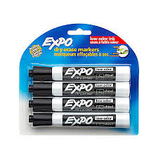 Black Chisel Point Low-Odor Dry-Erase Markers (4 Count)