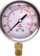 2 1/2" 0-60 PSI Brass Pressure Gauge w/ 1/4" NPT LM Connection